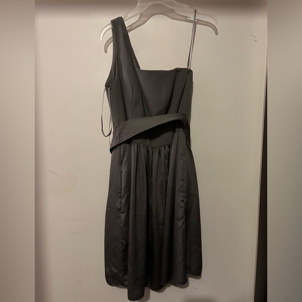 Grey one shoulder short formal dress